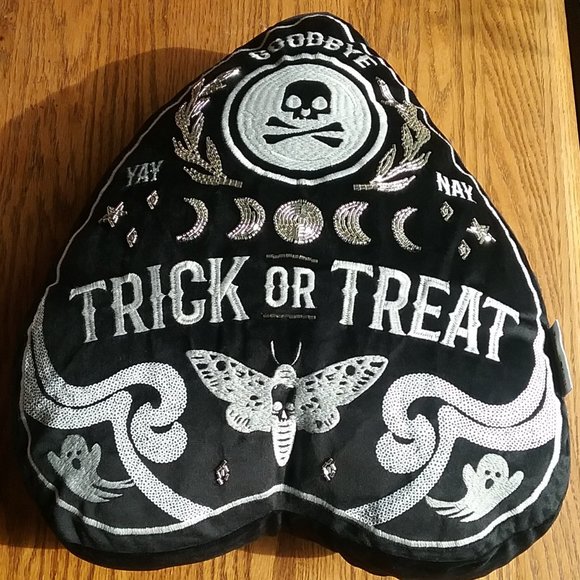 NWT Black Velvet Goth Boho Oija Embellished Pillow - Picture 1 of 16